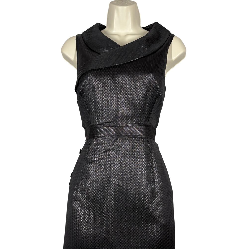 Lavender Label x Vera Wang Sleeveless Midi Cocktail Dress Black Metallic - 6